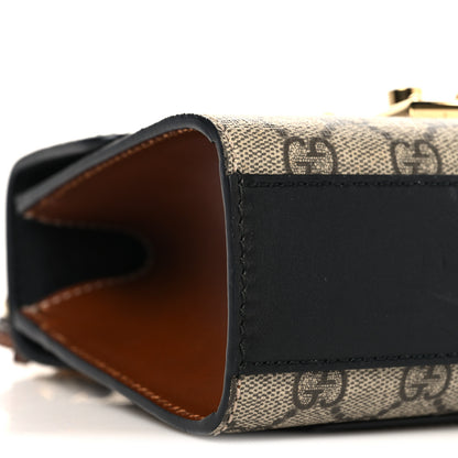 Gucci GG Supreme Monogram Calfskin Small Padlock Shoulder Bag Beige Black Cuir 9 of 12