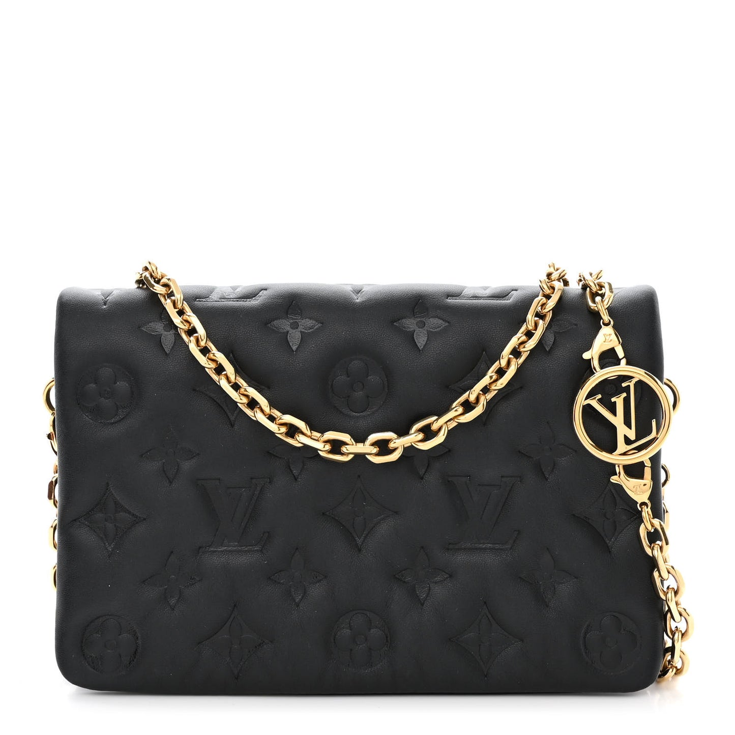 Lambskin Embossed Monogram Pochette Coussin Black