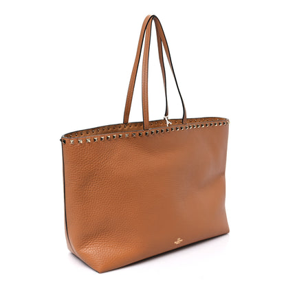 Valentino Garavani Grained Calfskin Rockstud Shoulder Tote Almond 3 of 10