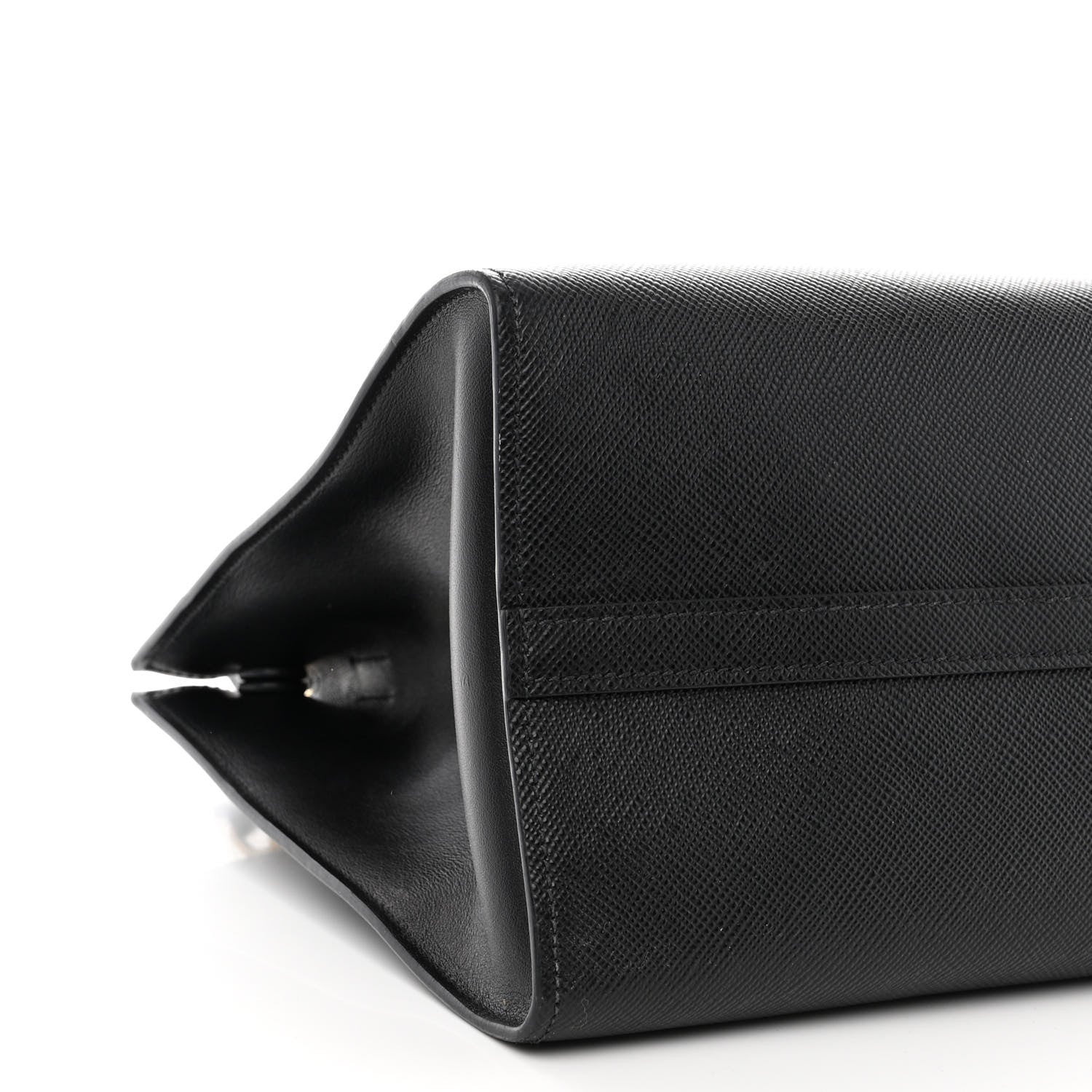 Prada Saffiano Cuir Calfskin Medium Monochrome Top Handle Tote Black 10 of 12