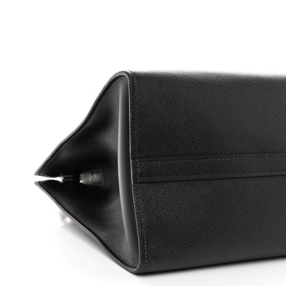 Prada Saffiano Cuir Calfskin Medium Monochrome Top Handle Tote Black 10 of 12