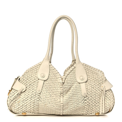 Salvatore Ferragamo Woven Calfskin Satchel White 1 of 17