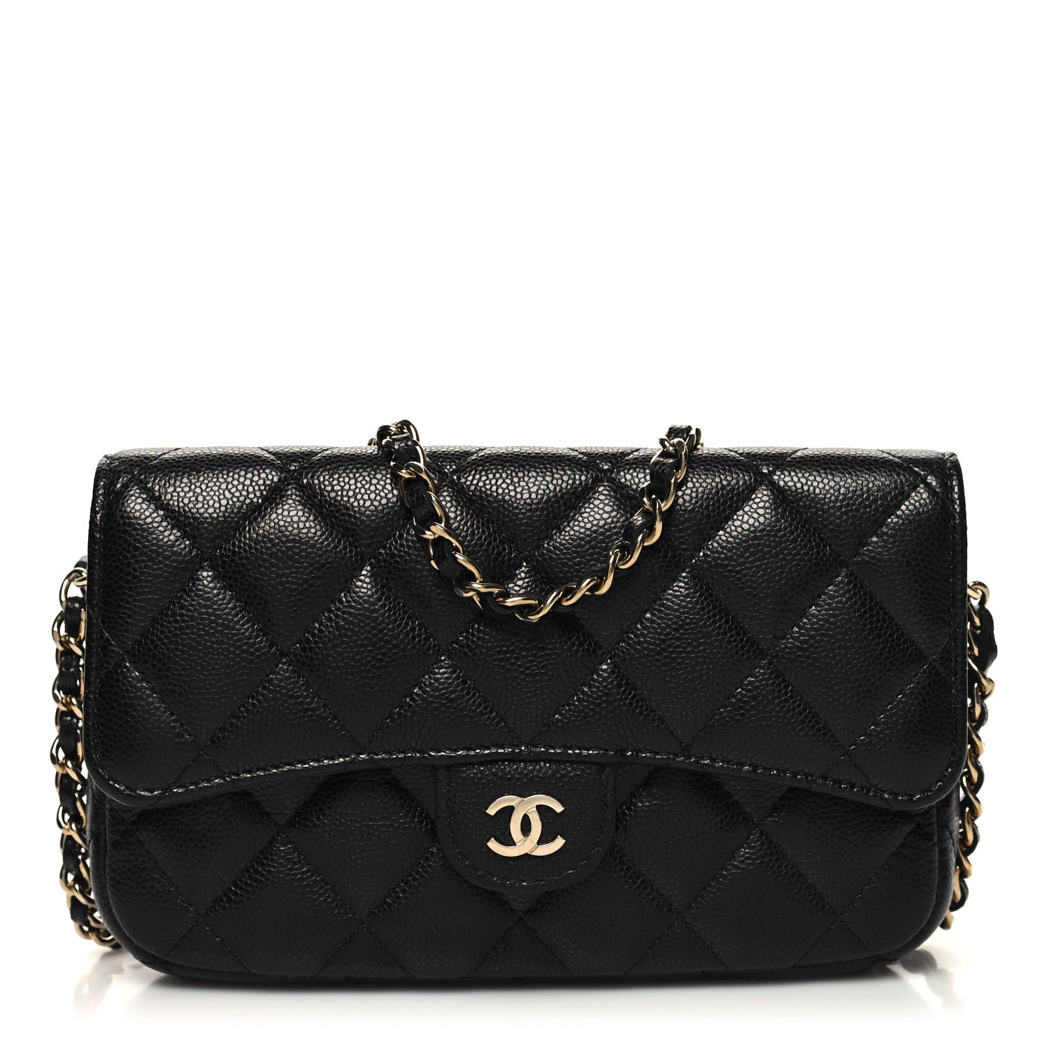 Chanel Caviar Quilted Flap Phone Holder With Chain Black 1 of 14