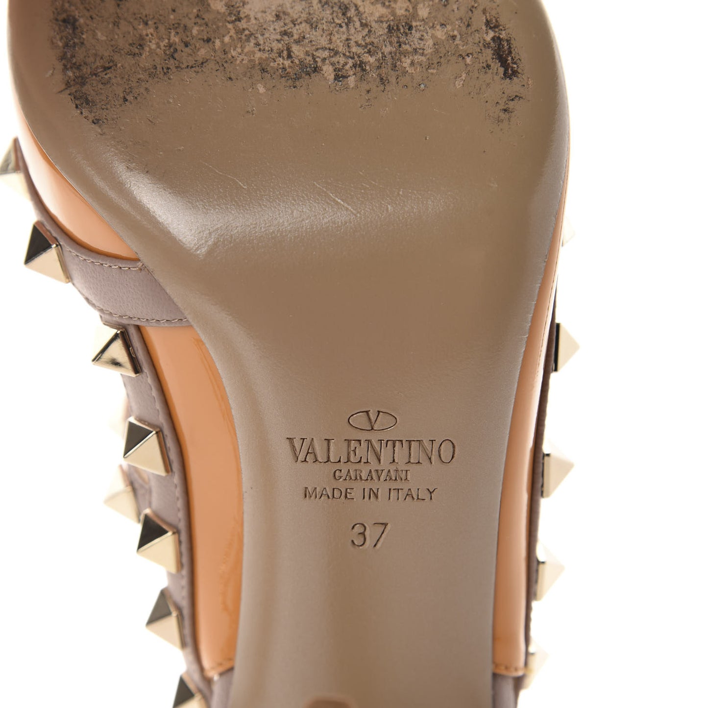 Patent Nappa Rockstud Ankle Strap 100mm Pumps 37 Mandarin Sorbet Poudre