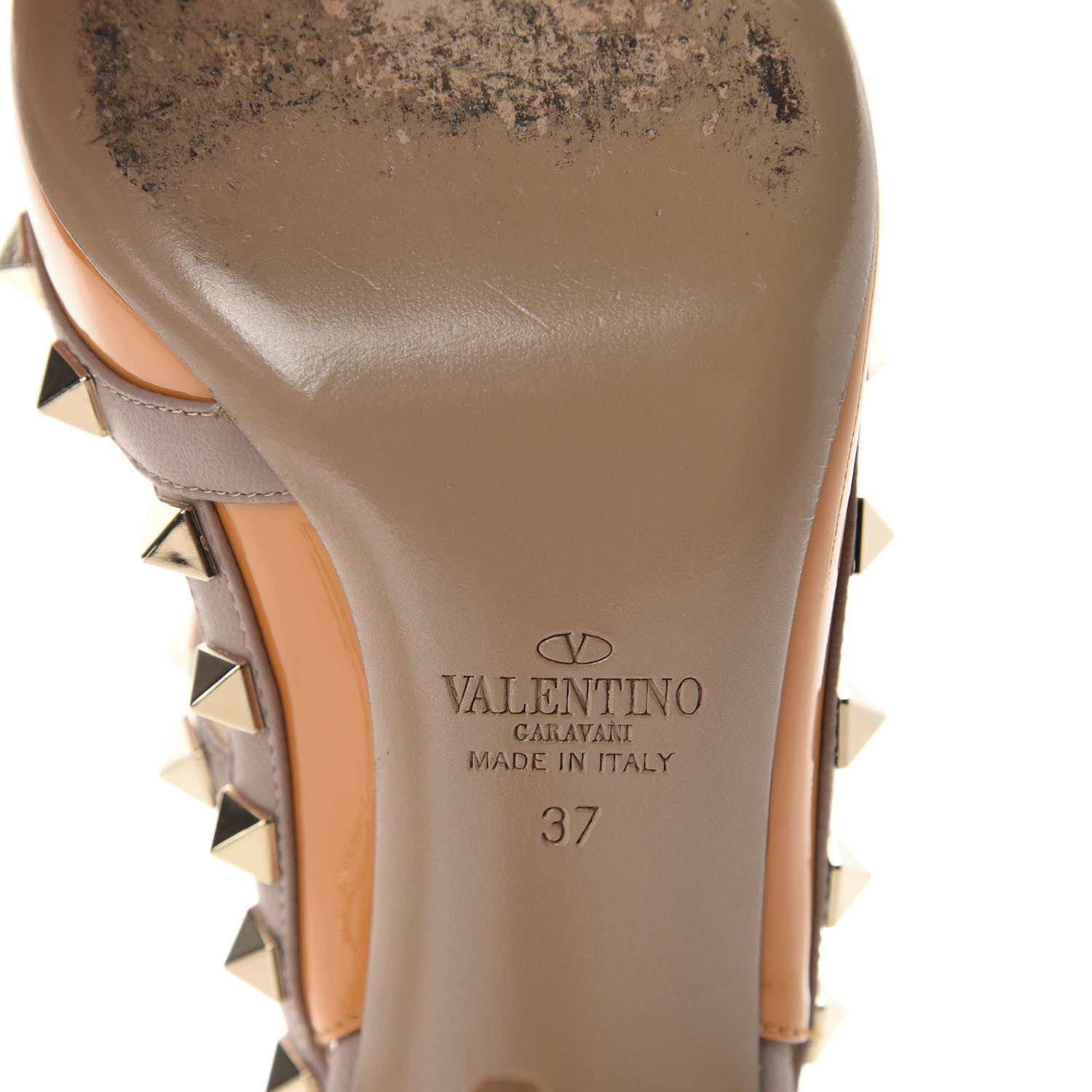 Valentino Garavani Patent Nappa Rockstud Ankle Strap 100mm Pumps 37 Mandarin Sorbet Poudre 8 of 9