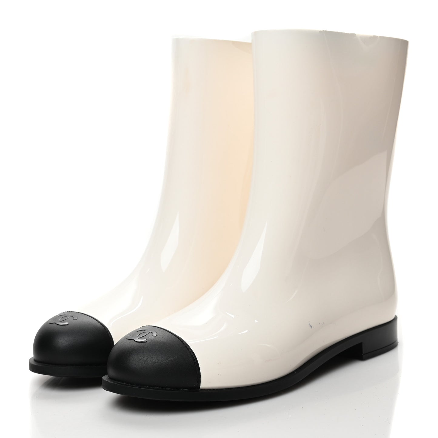 Rubber Rain Boots 40 Ivory Black