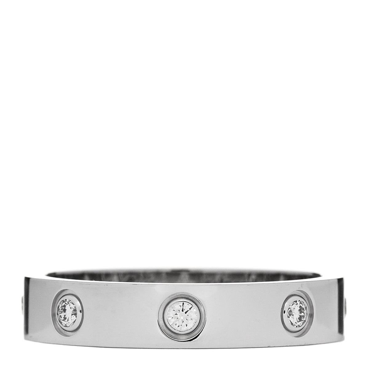 Cartier 18K White Gold 8 Diamond 4mm LOVE Wedding Band Ring 54 6.75 1 of 4