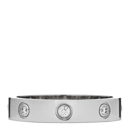 Cartier 18K White Gold 8 Diamond 4mm LOVE Wedding Band Ring 54 6.75 1 of 4