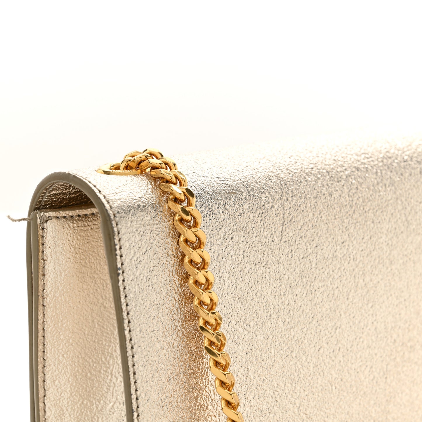 Metallic Calfskin  Star Studded Monogram Wallet on Chain Pale Gold