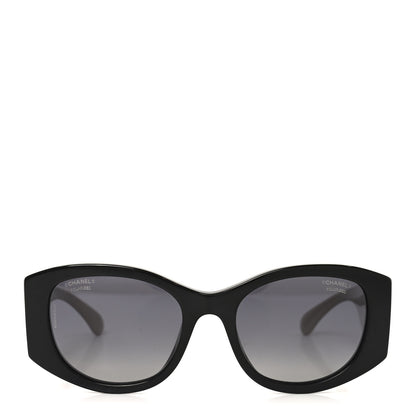 Chanel Acetate Oval Sunglasses 5524-A Black Beige 2 of 7