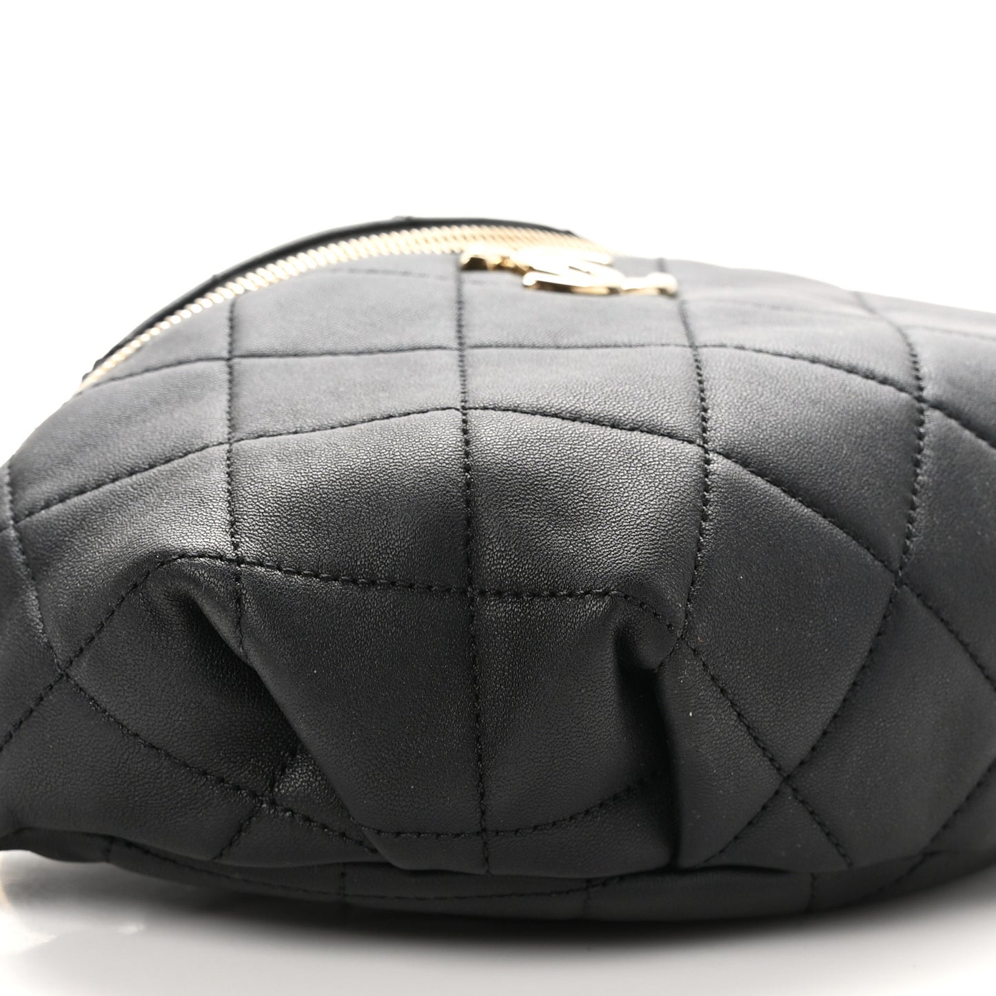 Lambskin Quilted Resin Bi-Color Waist Bag Fanny Pack Black