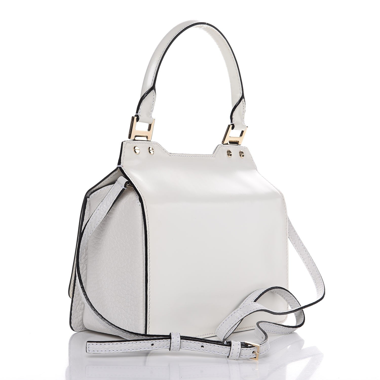 Jimmy Choo Smooth Pebbled Calfskin Amie Top Handle Bag White 3 of 7