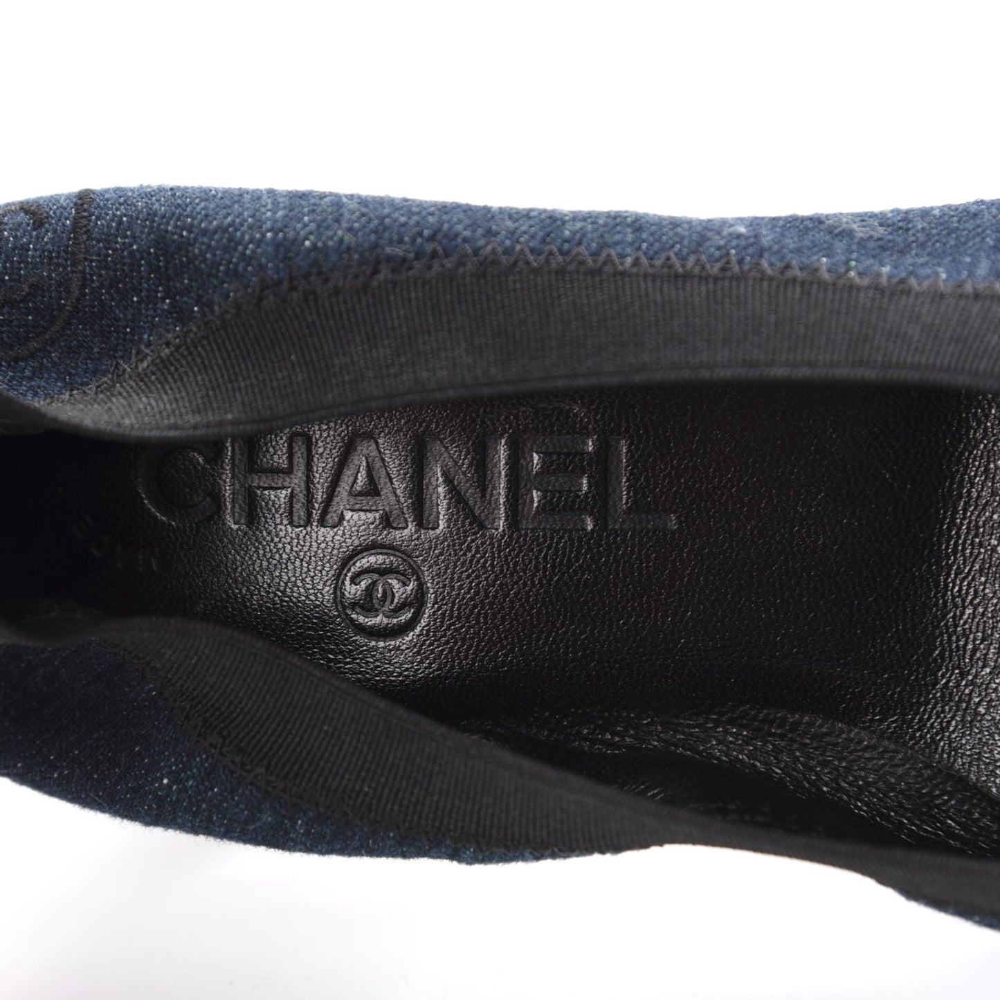 Denim Patent CC Elastic Stretch Pumps 36.5 Blue Black