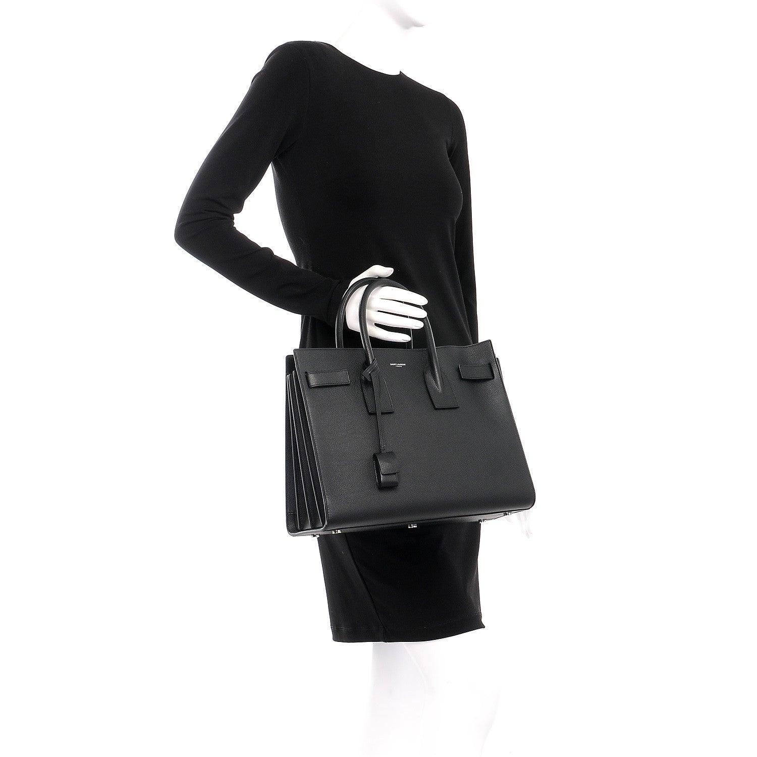 Saint Laurent Grained Calfskin Small Sac De Jour Black 3 of 11