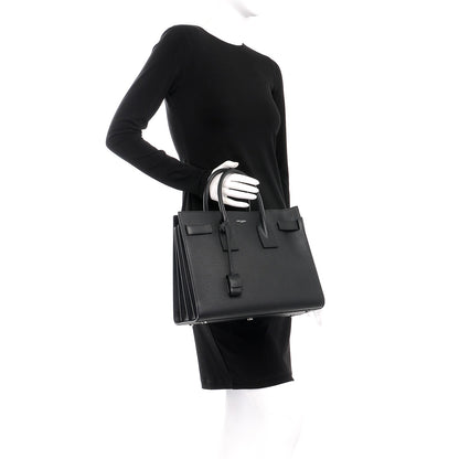 Saint Laurent Grained Calfskin Small Sac De Jour Black 3 of 11