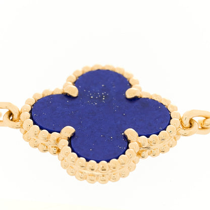 Van Cleef & Arpels 18K Yellow Gold Diamond Lapis Lazuli 5 Motifs Vintage Alhambra Bracelet 3 of 10