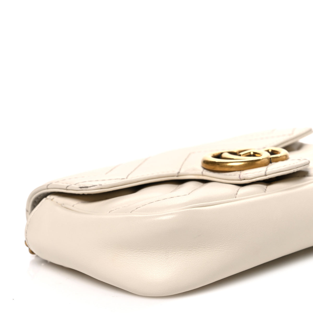 Gucci Calfskin Matelasse Super Mini GG Marmont Shoulder Bag White 9 of 10