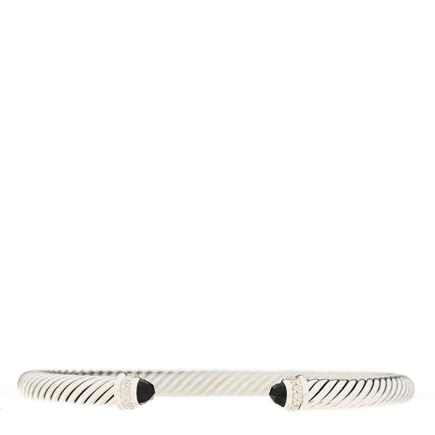 Sterling Silver Diamond Black Onyx 5mm Cable Classics Bracelet
