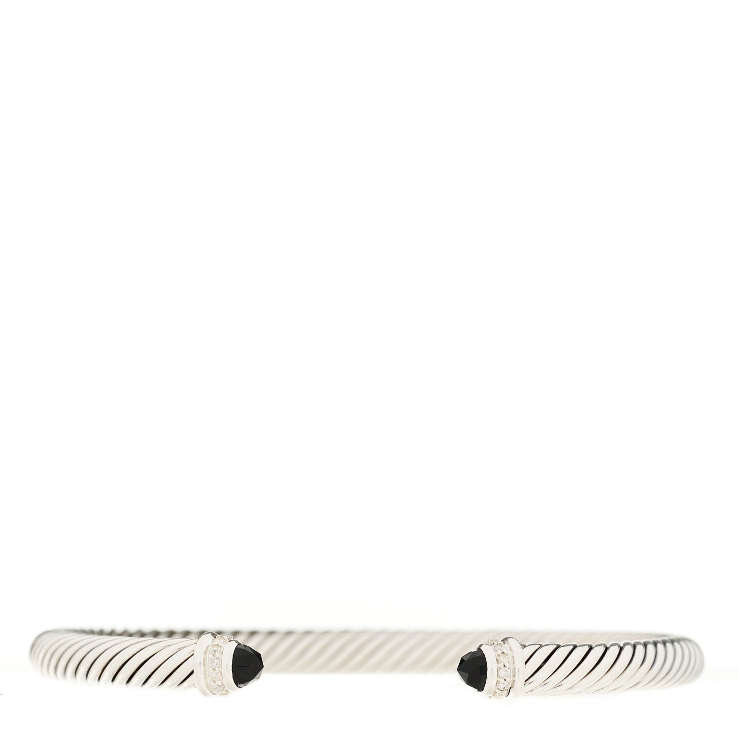 David Yurman Sterling Silver Diamond Black Onyx 5mm Cable Classics Bracelet 1 of 3