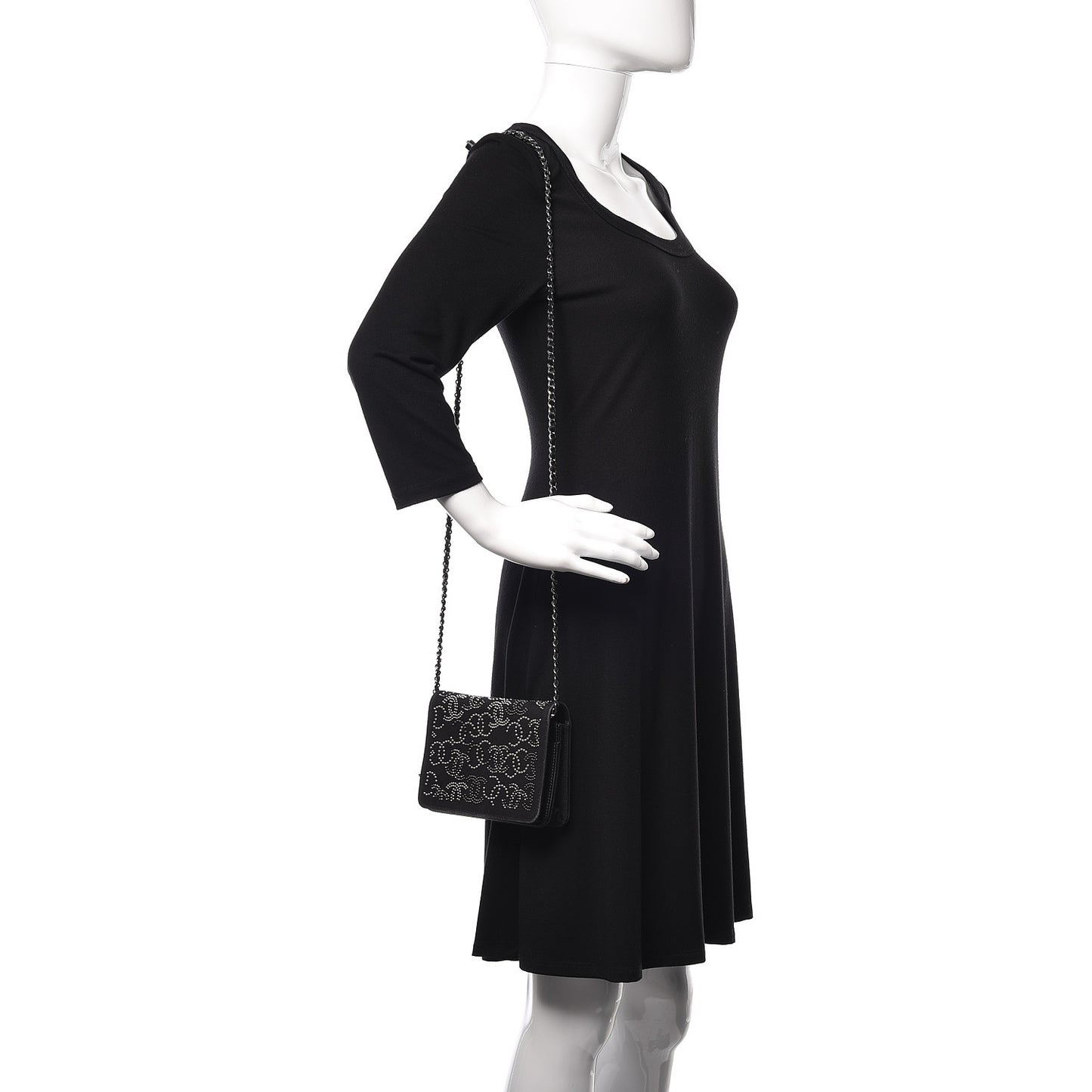 Canvas Studded CC Wallet On Chain WOC Black