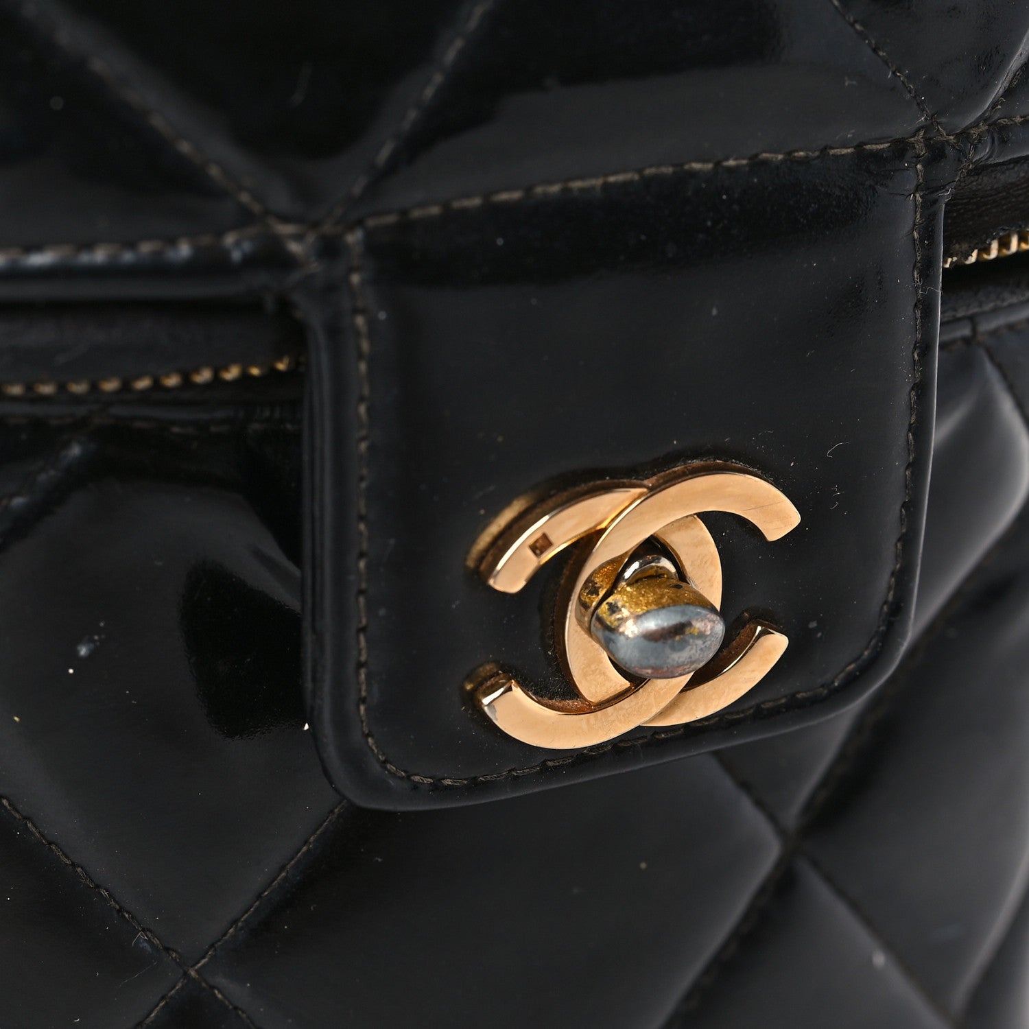 Chanel Patent Quilted Vanity Cosmetic Case Black 11 of 14
