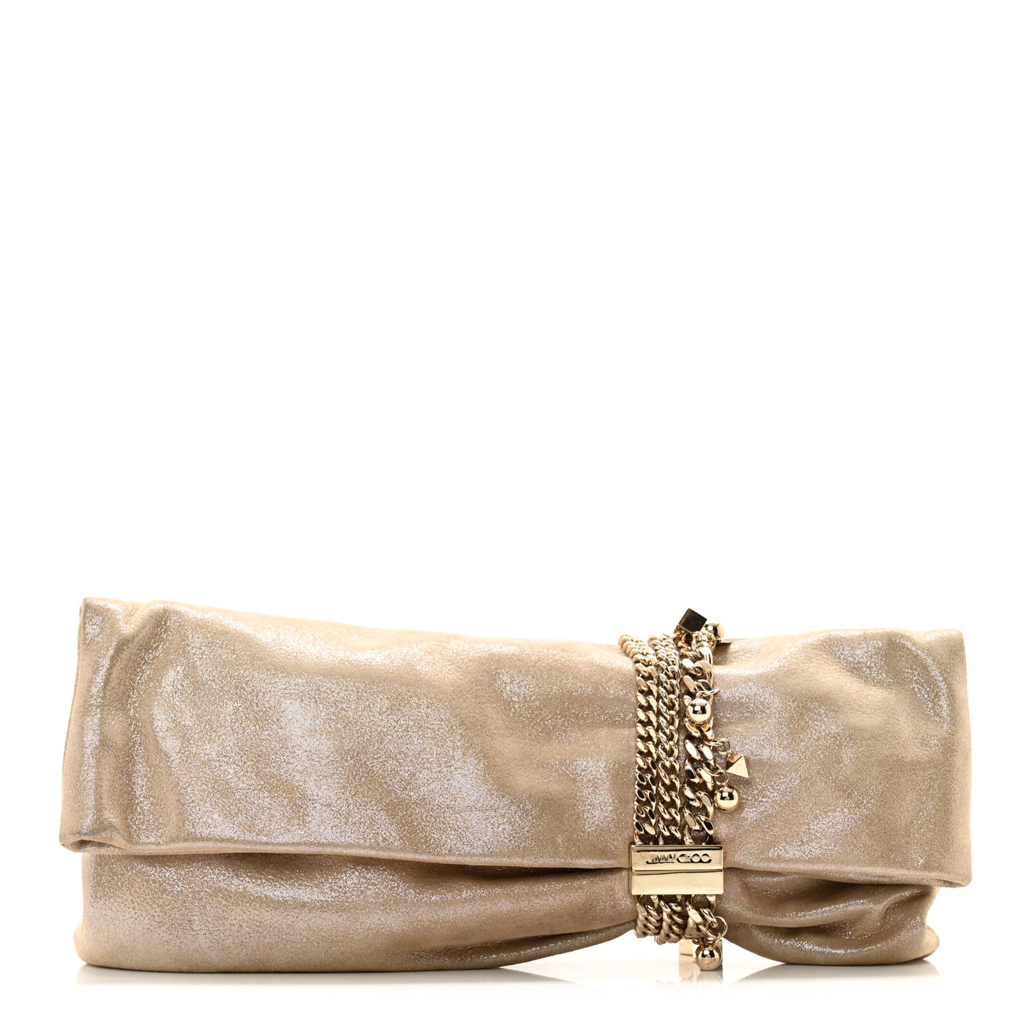 Shimmer Suede Chandra Clutch Sand