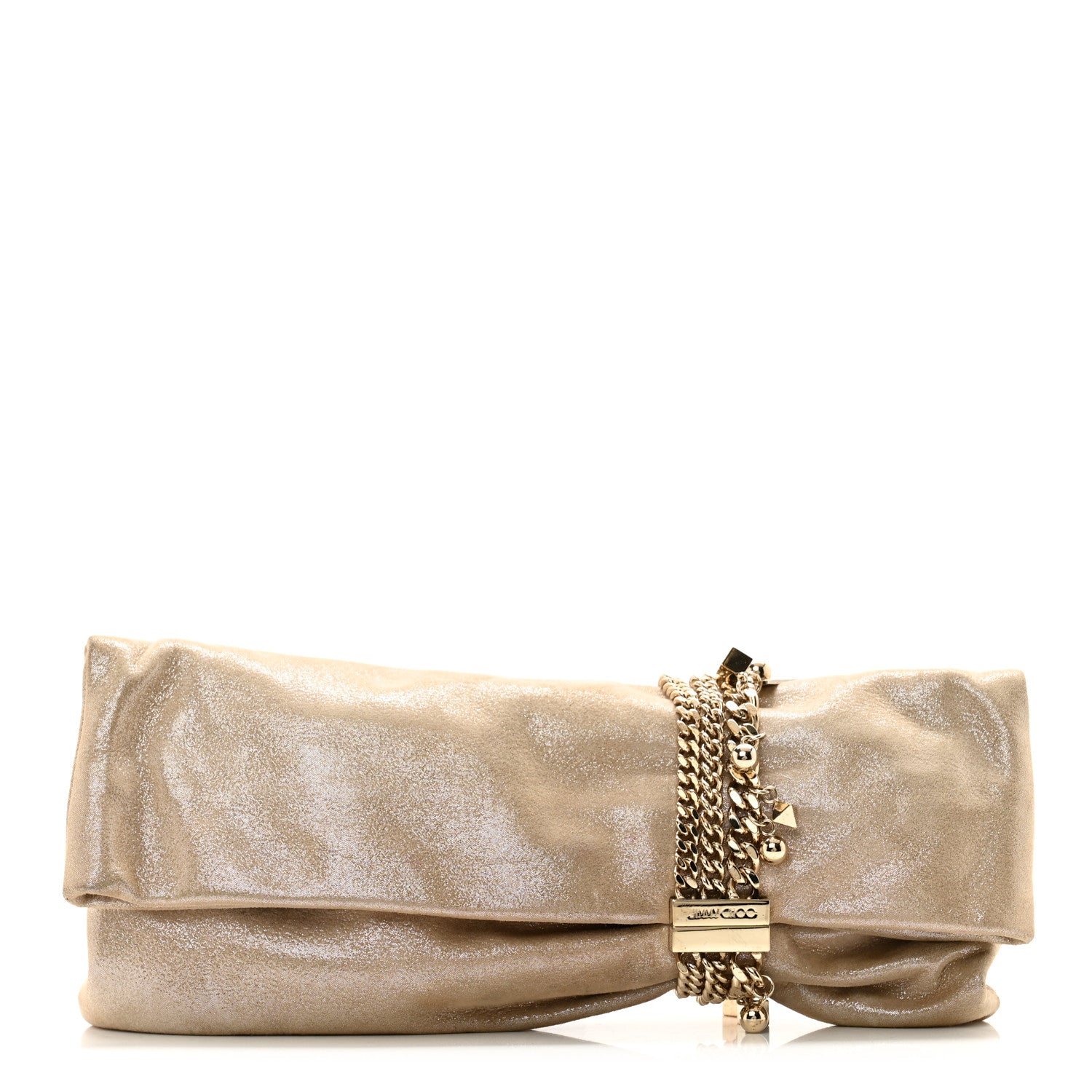 Jimmy Choo Shimmer Suede Chandra Clutch Sand 1 of 10