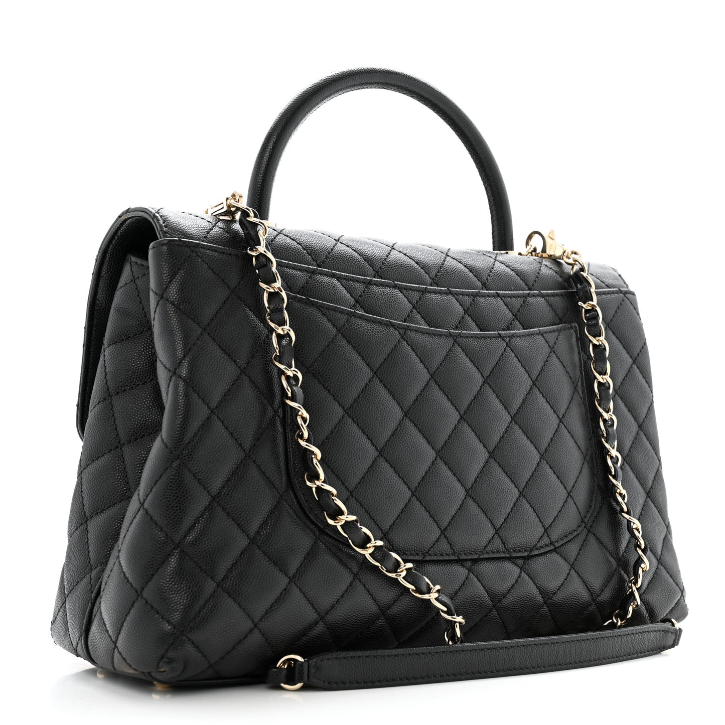 Caviar Quilted Medium Coco Handle Flap Black