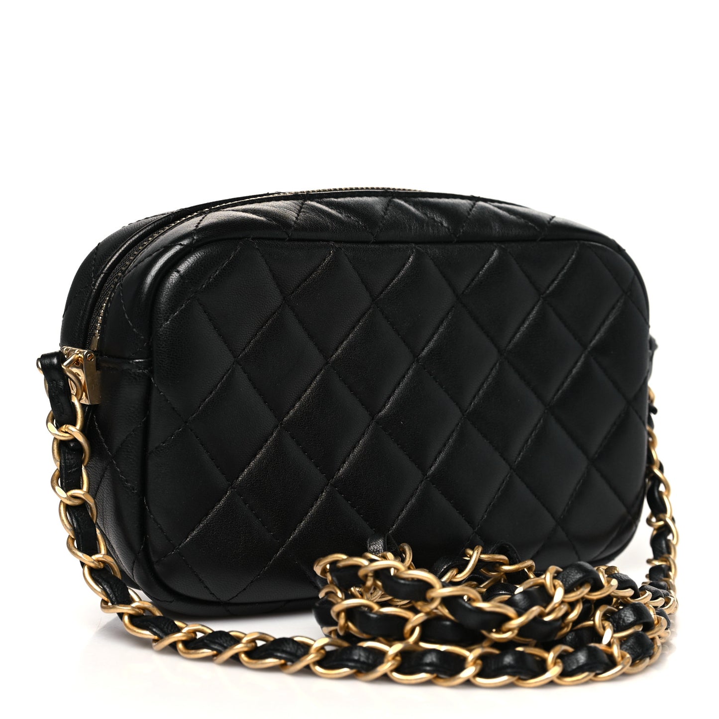 Lambskin Quilted Small Timeless Camera Case Black