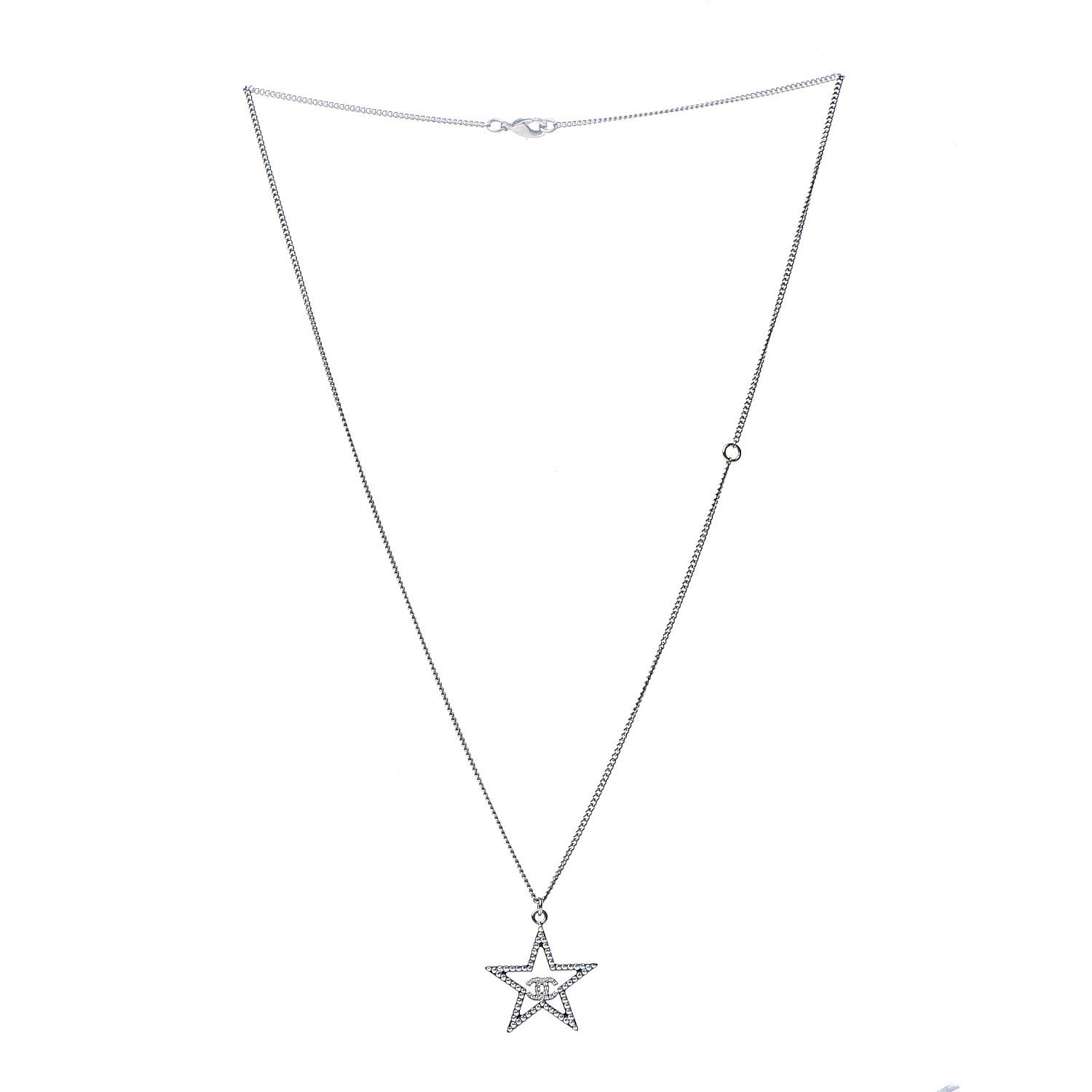 Chanel Ruthenium Crystal Star CC Necklace Iridescent Pink 2 of 3
