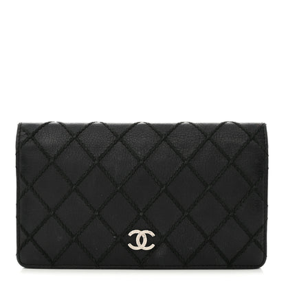 Chanel Distressed Caviar Stitched Yen Wallet Black 1 of 11