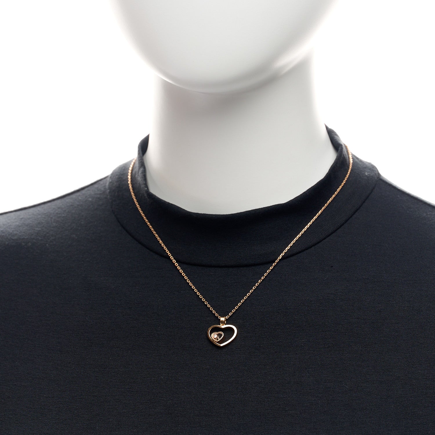 Chopard 18K Rose Gold Diamond Double Heart Pendant Necklace 2 of 5