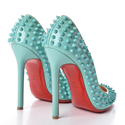 Christian Louboutin Patent Pigalle Spikes 120 Pumps 37 Aquamarine 4 of 13