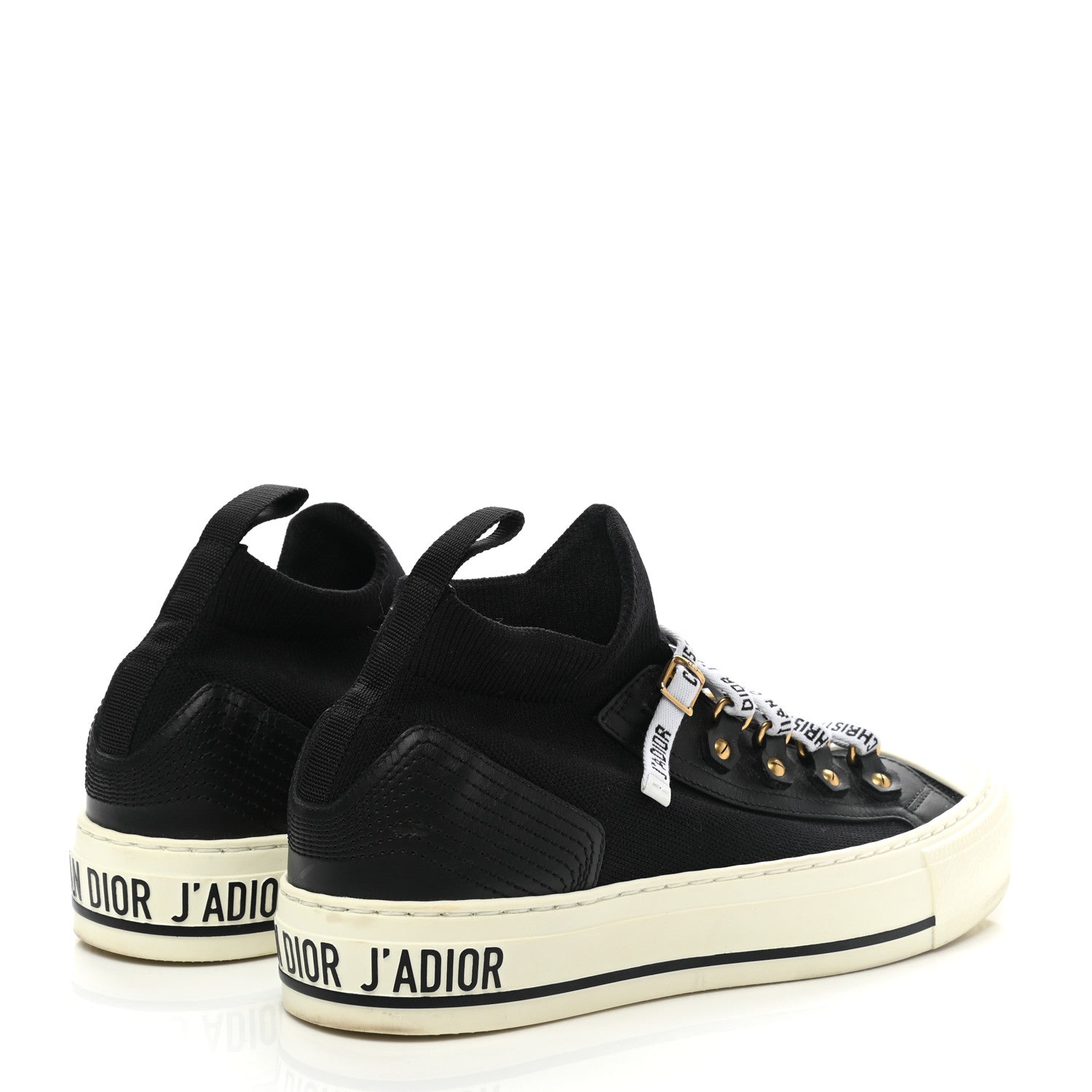 Christian Dior Technical Knit Calfskin Womens Walk'N'Dior High Top Sneakers 36 Black 4 of 8