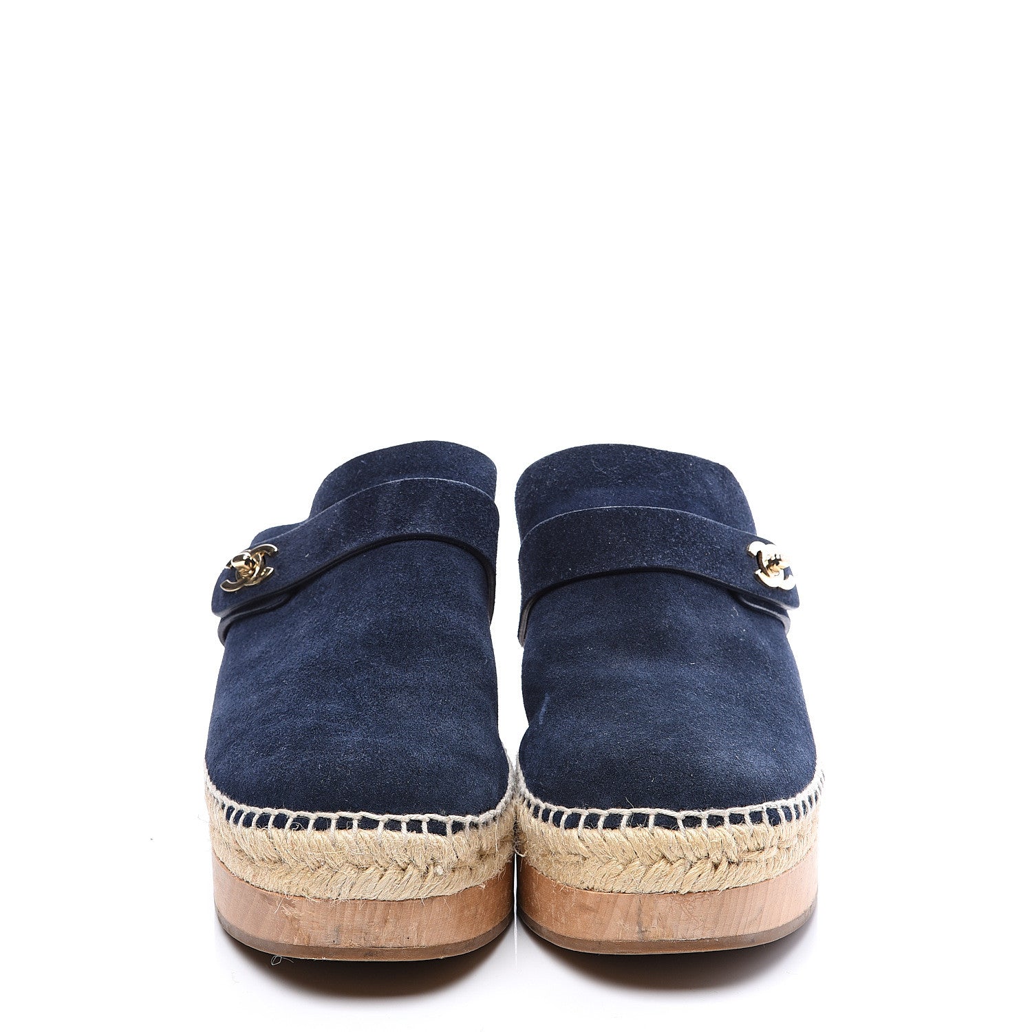 Chanel Suede Calfskin CC Turn Lock Clog 40 Navy 3 of 10