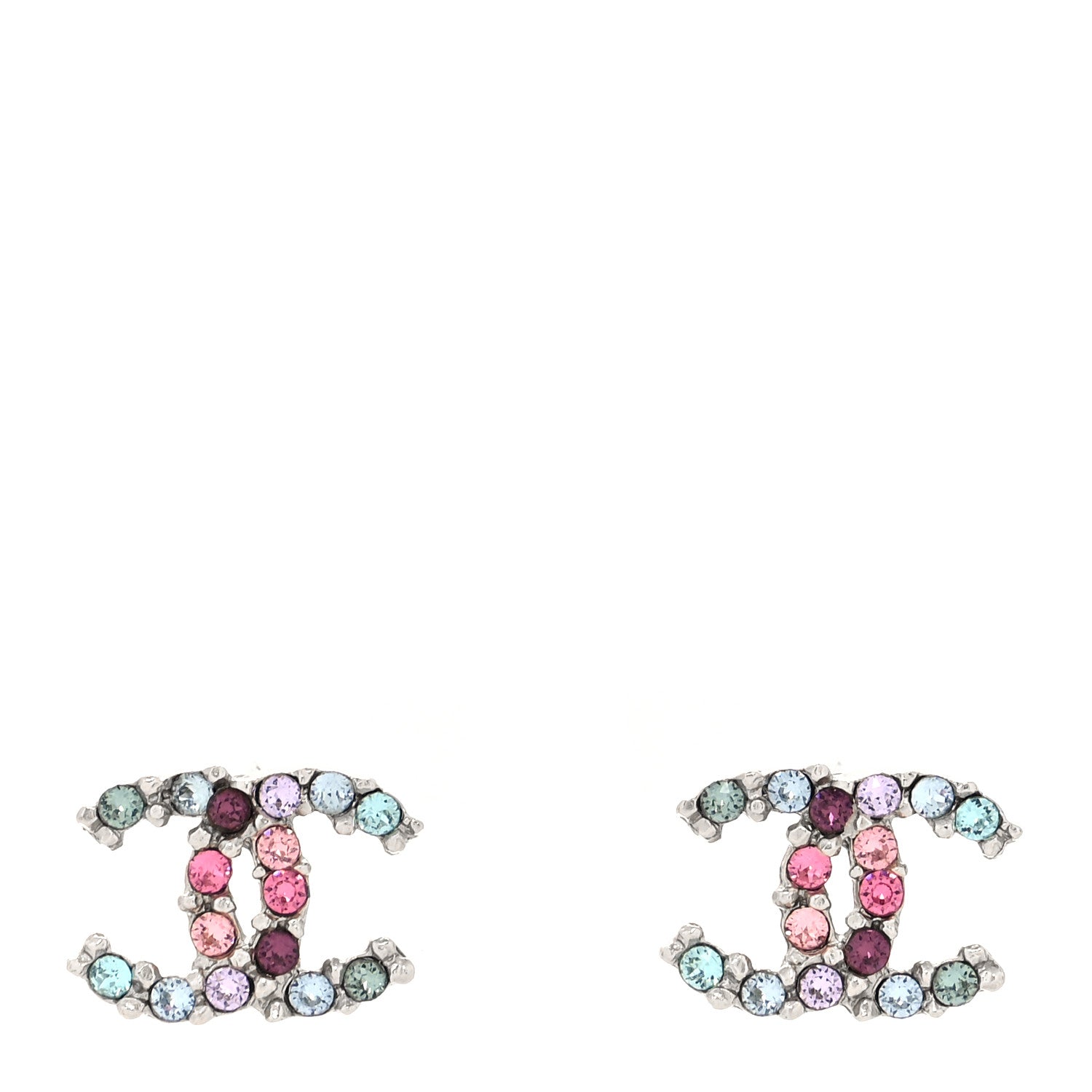 Chanel Crystal CC Earrings Silver Multicolor 1 of 4