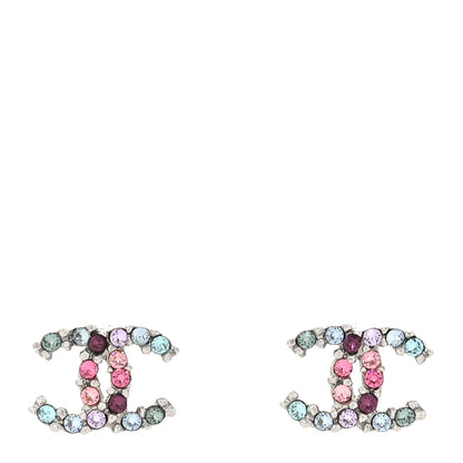 Chanel Crystal CC Earrings Silver Multicolor 1 of 4