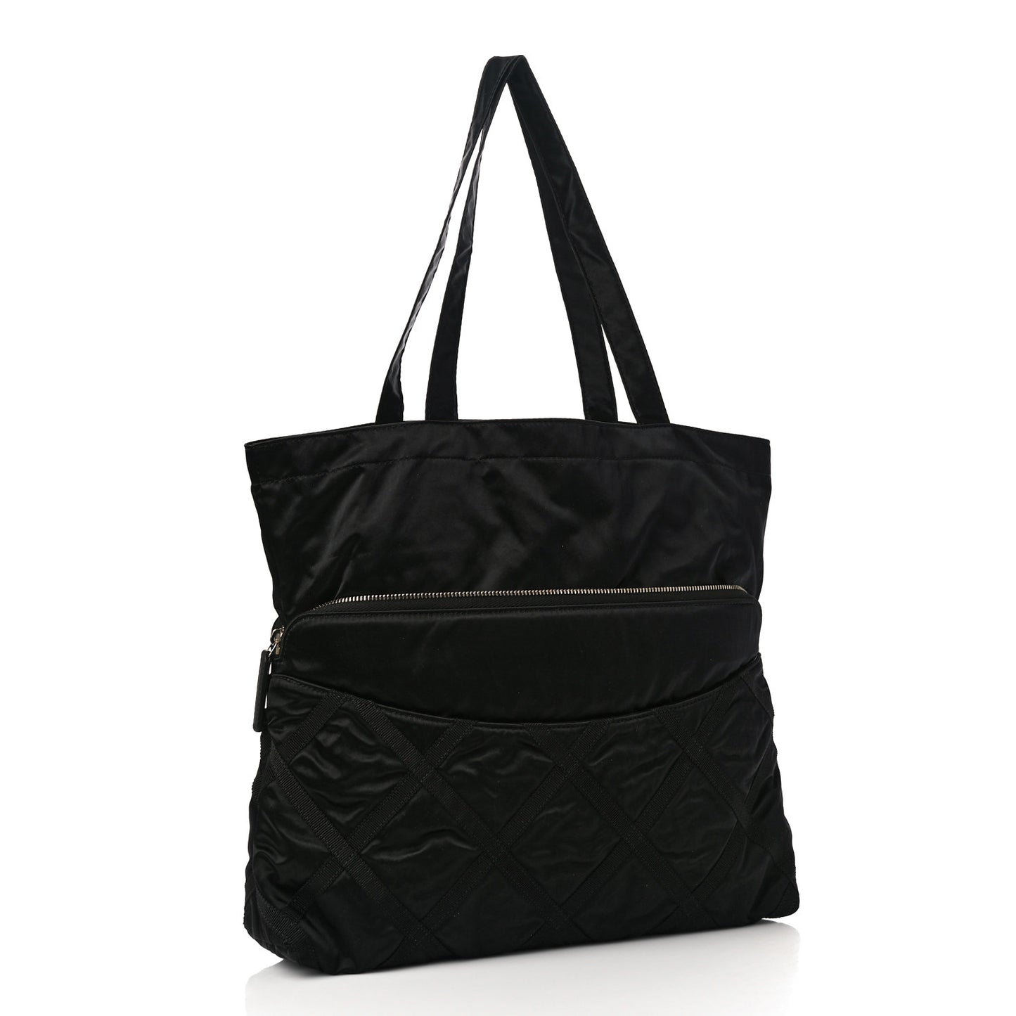 Nylon Grosgrain Large Lifestyle Pouch With Foldable Tote Black
