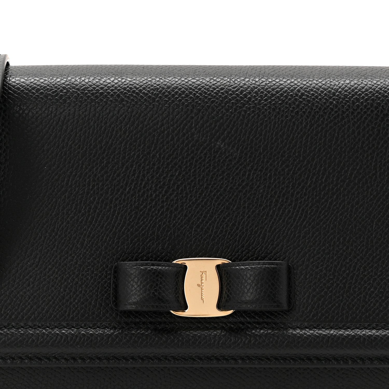 Salvatore Ferragamo Hammered Calfskin Vara Bow Mini Bag Black 7 of 9