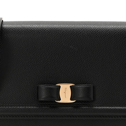 Salvatore Ferragamo Hammered Calfskin Vara Bow Mini Bag Black 7 of 9