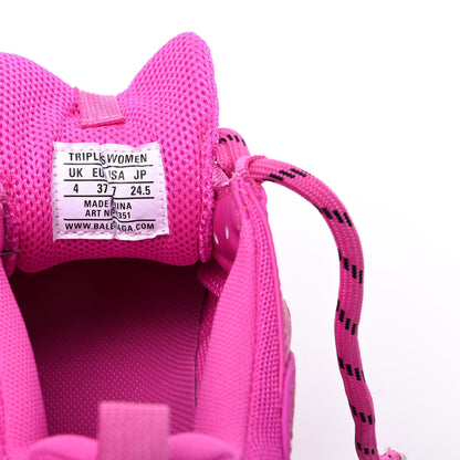 Balenciaga Fabric Mesh Clear Sole Fluo Womens Triple S Sneakers 37 Pink 9 of 10