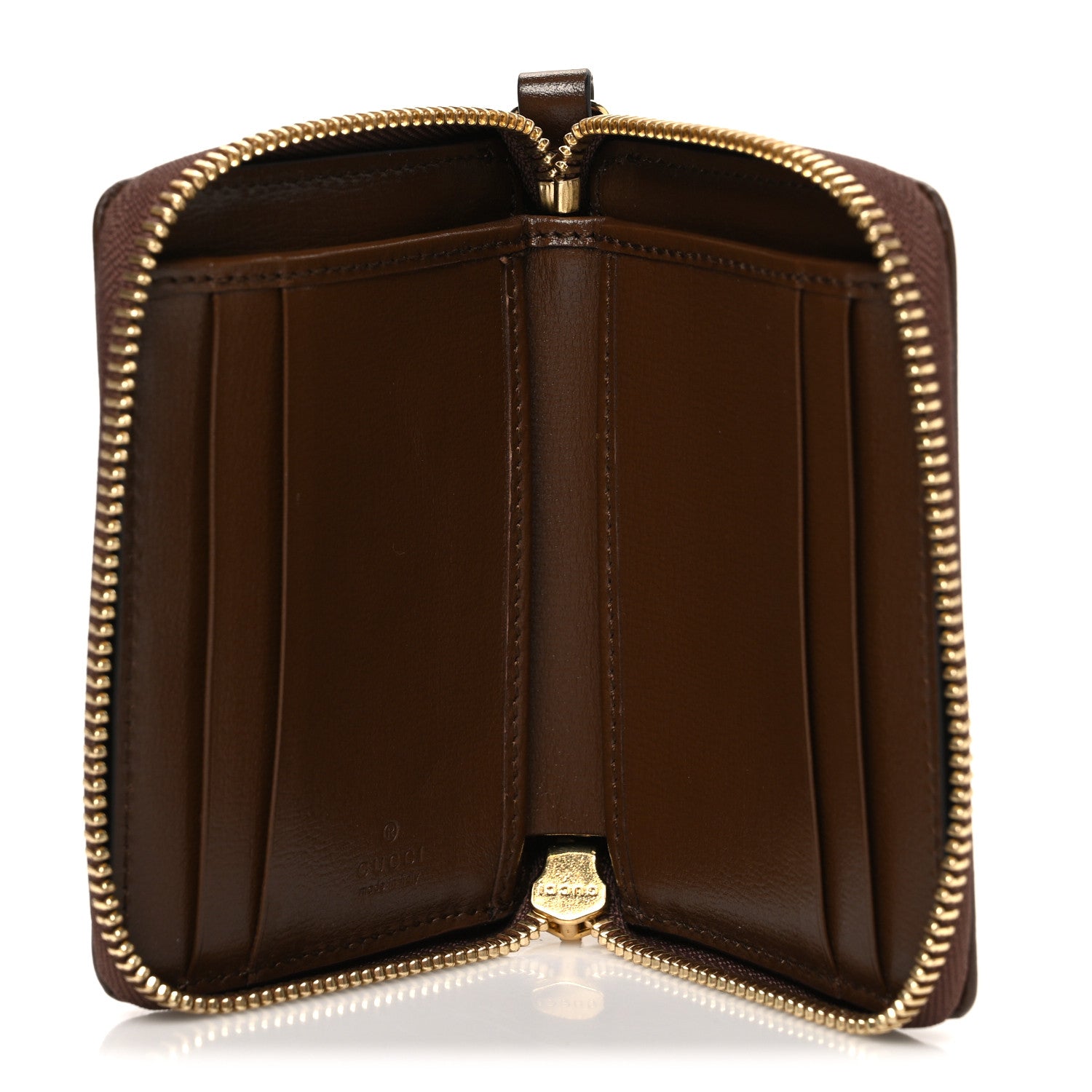 Gucci GG Supreme Monogram Azalea Calfskin Retro Interlocking G Compact Wallet Beige Ebony Brown Sugar 5 of 7