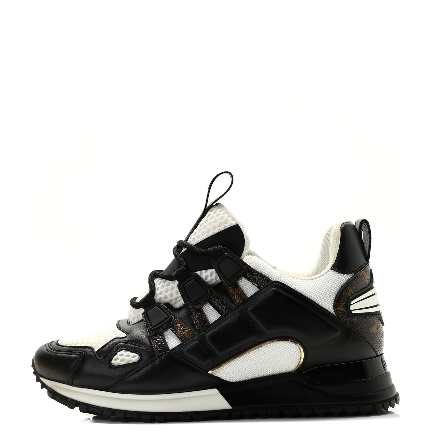 Calfskin Monogram Run Away Sneakers 35 Black
