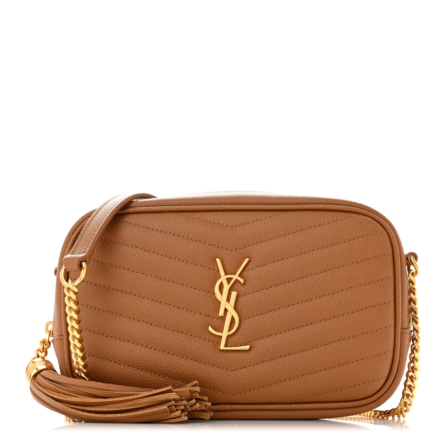 Saint Laurent Grain De Poudre Matelasse Monogram Mini Lou Camera Bag Dark Natural 1 of 11