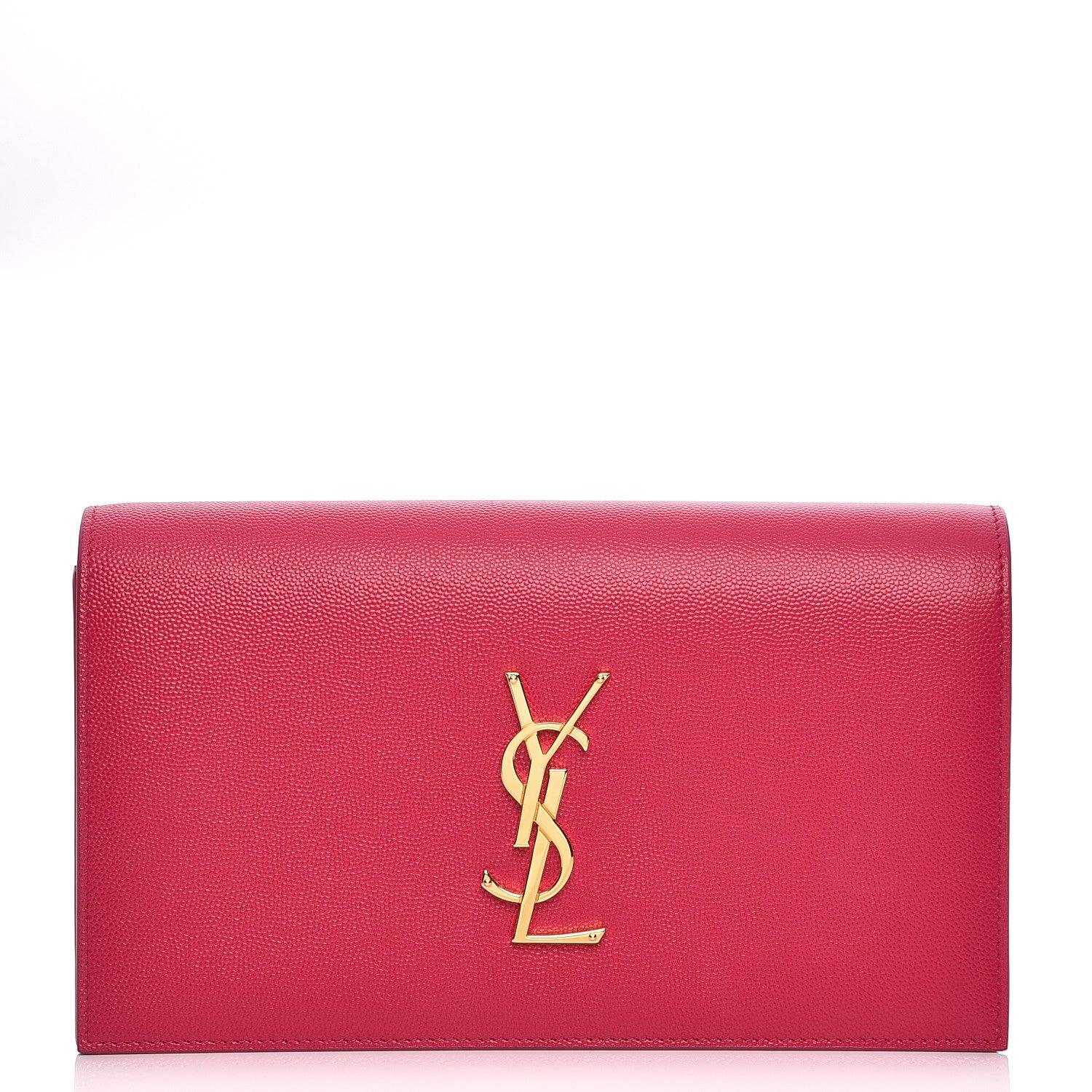 Saint Laurent Grain De Poudre Classic Monogram Kate Clutch Lipstick Fuchsia 1 of 7