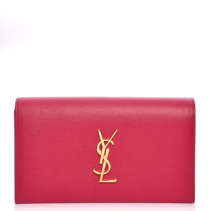 Saint Laurent Grain De Poudre Classic Monogram Kate Clutch Lipstick Fuchsia 1 of 7