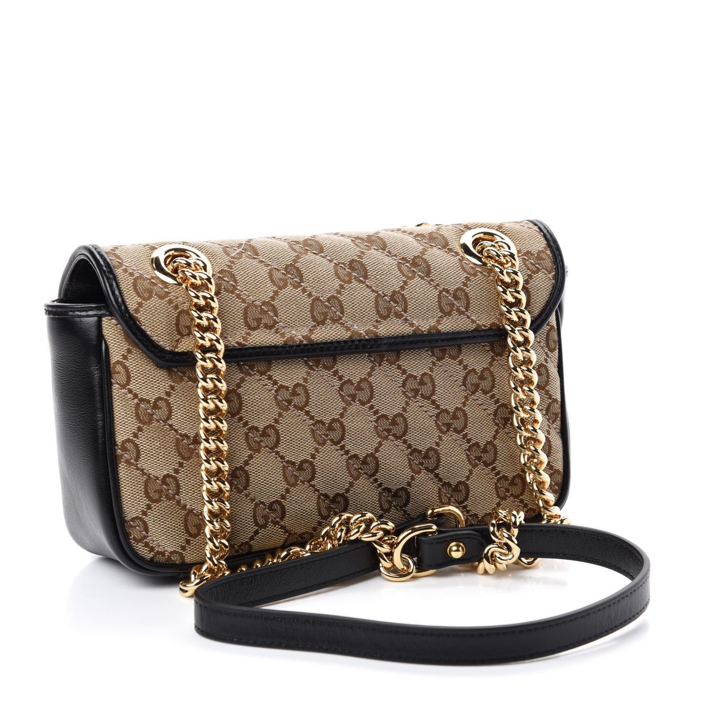 Monogram Matelasse Diagonal Mini GG Marmont Shoulder Bag Beige Black