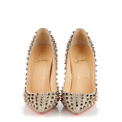 Christian Louboutin Glitter Follies Spikes 100 Pumps 36.5 Silver 2 of 7