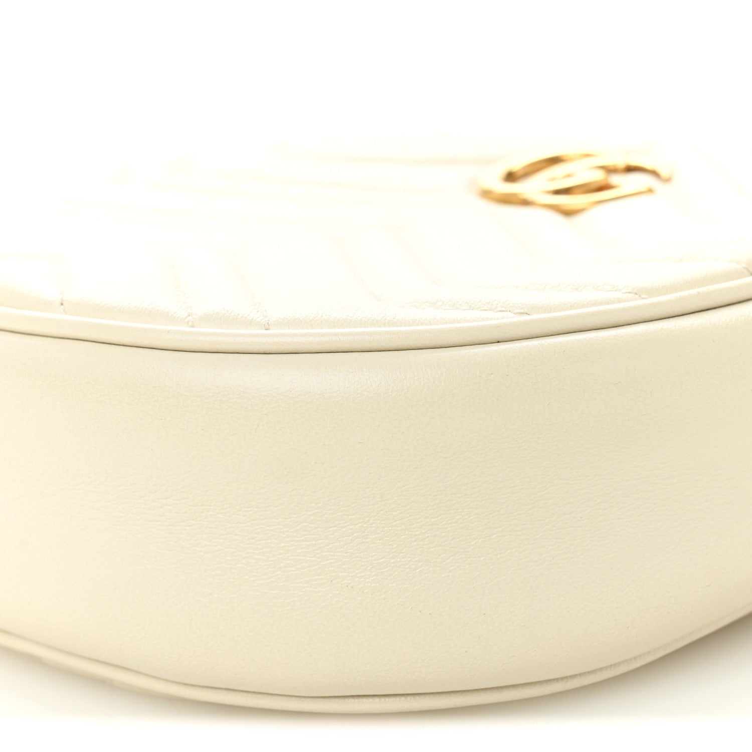 Gucci Calfskin Matelasse Mini GG Marmont Round Shoulder Bag White 10 of 10