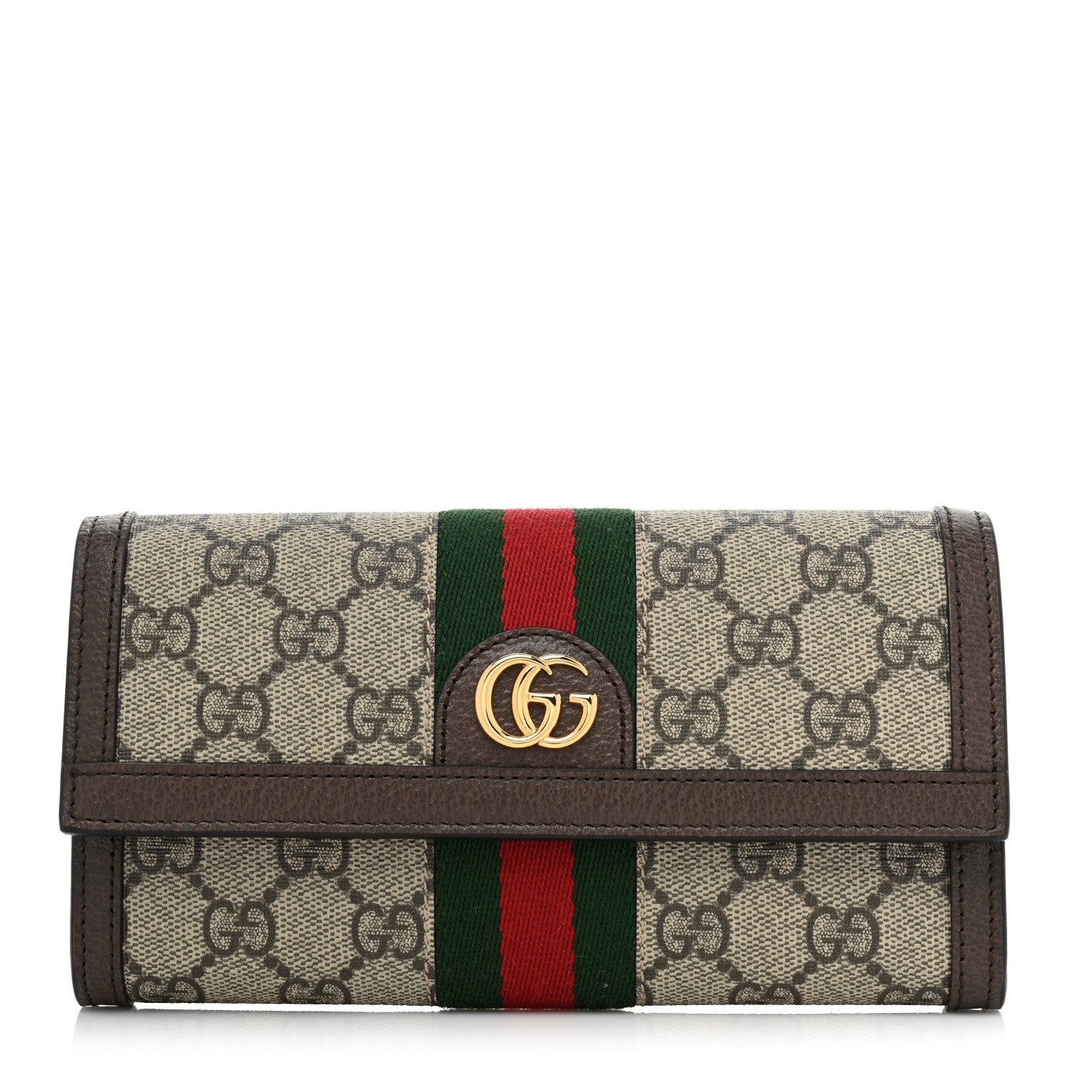 Gucci GG Supreme Monogram Web Ophidia Continental Wallet Brown 1 of 10